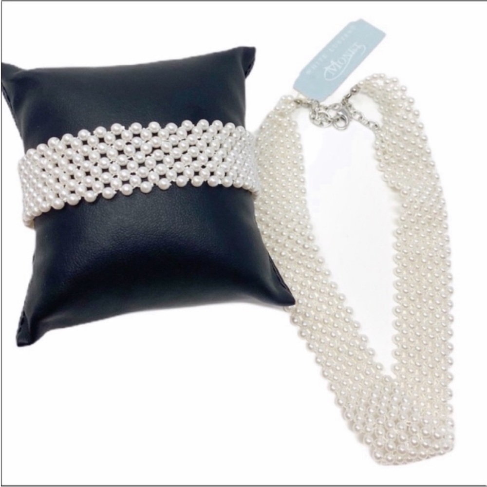 MONET vintage pearl choker necklace & bracelet